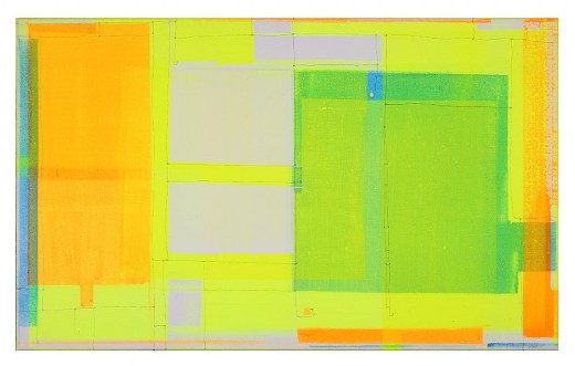 5-Farbfelder von Oben,  Bild mit grün gelb und blau, Acryl Bleistift LWD,  Marius D. Kettler 2019